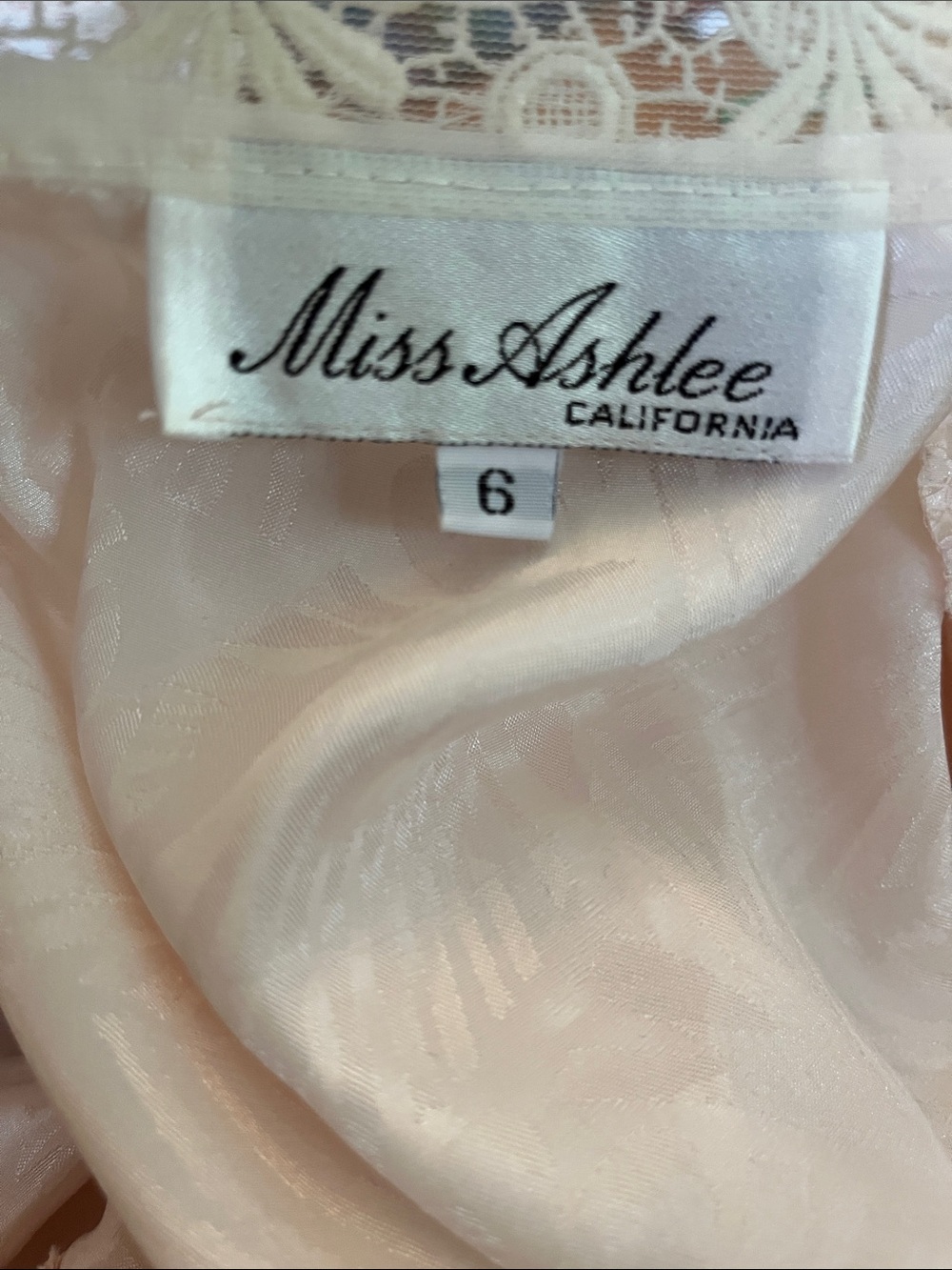 Vintage Miss Ashlee Pink & Cream Lace High-Neck Victorian-Inspired Blouse Size 6 - Picture 13 of 17